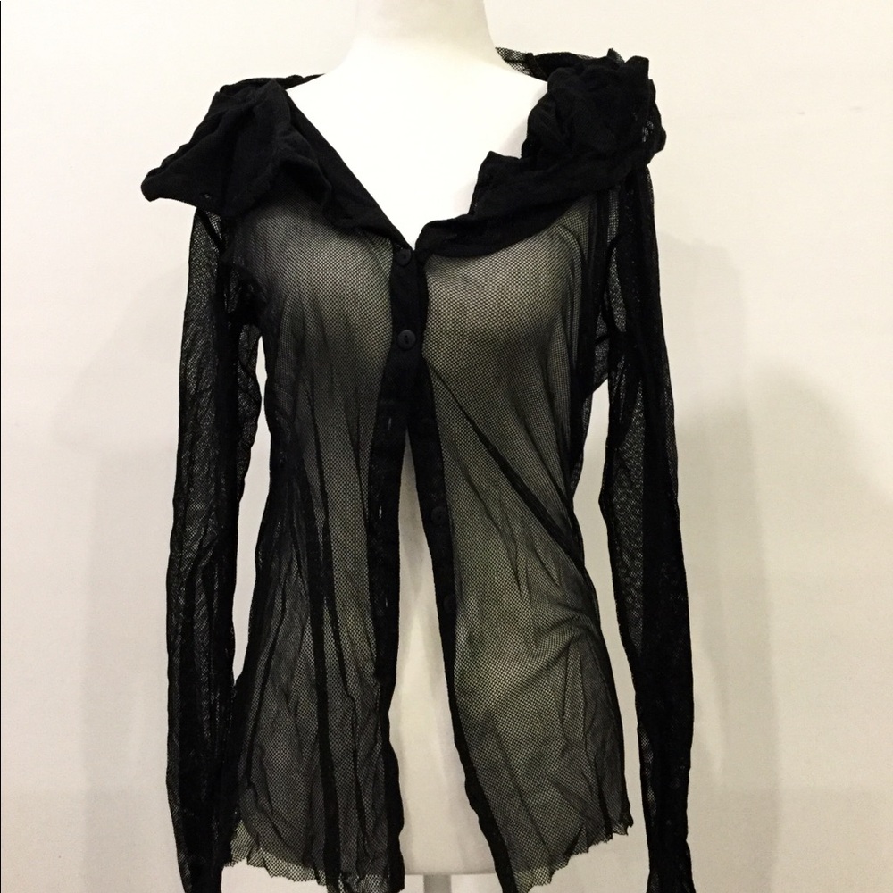 Soleil black mesh blouse